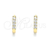 Oro Laminado Huggie Hoop, Gold Filled Style with White Cubic Zirconia, Polished, Golden Finish, 02.210.0604.12