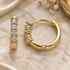 Oro Laminado Huggie Hoop, Gold Filled Style with White Cubic Zirconia, Polished, Golden Finish, 02.210.0604.12