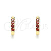 Oro Laminado Huggie Hoop, Gold Filled Style with Garnet Cubic Zirconia, Polished, Golden Finish, 02.210.0604.1.12