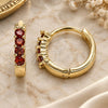 Oro Laminado Huggie Hoop, Gold Filled Style with Garnet Cubic Zirconia, Polished, Golden Finish, 02.210.0604.1.12