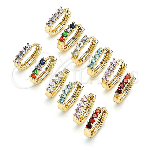 Gold Filled Hoop Earrings — Huggie Hoop with Garnet Cubic Zirconia Polished 02. — main product view — SKU 144863 | Oro Laminado aretes de aro — Huggie Hoop with Garnet Cubic Zirconia pulido 02. — SKU 144863