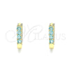 Oro Laminado Huggie Hoop, Gold Filled Style with Blue Topaz Cubic Zirconia, Polished, Golden Finish, 02.210.0604.2.12