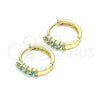 Oro Laminado Huggie Hoop, Gold Filled Style with Blue Topaz Cubic Zirconia, Polished, Golden Finish, 02.210.0604.2.12