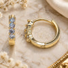 Oro Laminado Huggie Hoop, Gold Filled Style with Amethyst Cubic Zirconia, Polished, Golden Finish, 02.210.0604.3.12