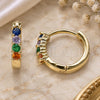 Oro Laminado Huggie Hoop, Gold Filled Style with Multicolor Cubic Zirconia, Polished, Golden Finish, 02.210.0604.5.12