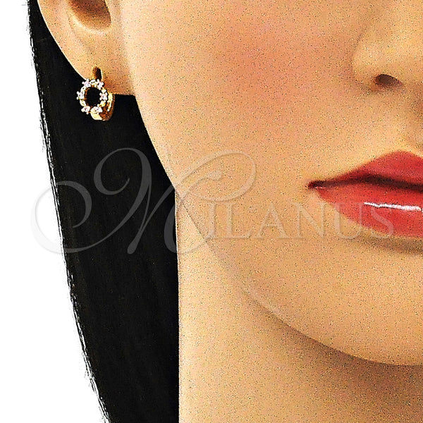 Gold Filled Hoop Earrings — Huggie Hoop with Amethyst Cubic Zirconia Polished 02. — alternate product view — SKU 144869 | Oro Laminado aretes de aro — Huggie Hoop with Amethyst Cubic Zirconia pulido 02. — SKU 144869
