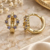 Oro Laminado Huggie Hoop, Gold Filled Style with Amethyst Cubic Zirconia, Polished, Golden Finish, 02.210.0605.1.10