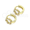 Oro Laminado Huggie Hoop, Gold Filled Style with Pink Cubic Zirconia, Polished, Golden Finish, 02.210.0605.2.10