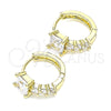 Oro Laminado Huggie Hoop, Gold Filled Style with White Cubic Zirconia, Polished, Golden Finish, 02.210.0606.12