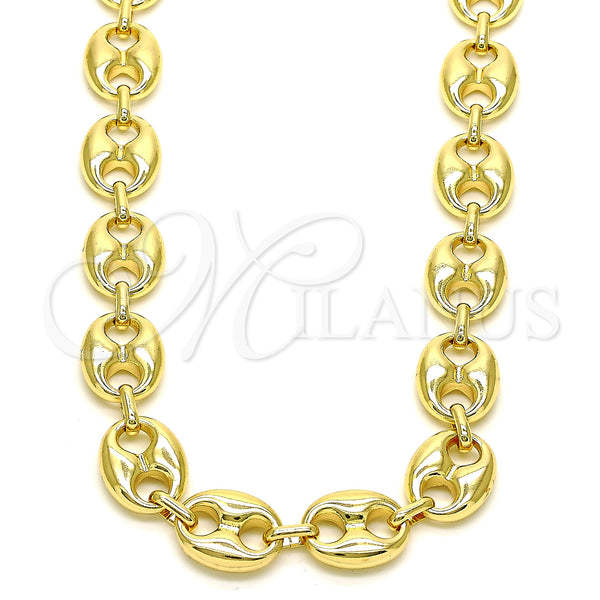 Oro Laminado Basic Necklace, Gold Filled Style Puff Mariner Design, Polished, Golden Finish, 04.63.1411.30 (13 MM Thickness, 30 Inches Length)