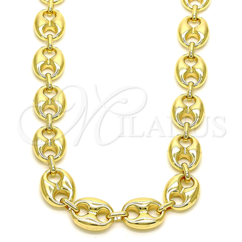 Oro Laminado Basic Necklace, Gold Filled Style Puff Mariner Design, Polished, Golden Finish, 04.63.1411.30 (13 MM Thickness, 30 Inches Length)