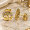 Oro Laminado Stud Earring, Gold Filled Style Tree Design, with White Cubic Zirconia, Polished, Golden Finish, 02.156.0581