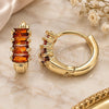 Oro Laminado Huggie Hoop, Gold Filled Style with Garnet Cubic Zirconia, Polished, Golden Finish, 02.210.0607.1.12