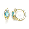 Oro Laminado Huggie Hoop, Gold Filled Style with Blue Topaz and White Cubic Zirconia, Polished, Golden Finish, 02.210.0608.1.12