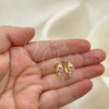 Oro Laminado Huggie Hoop, Gold Filled Style with Pink and White Cubic Zirconia, Polished, Golden Finish, 02.210.0608.3.12