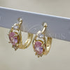 Oro Laminado Huggie Hoop, Gold Filled Style with Pink and White Cubic Zirconia, Polished, Golden Finish, 02.210.0608.3.12