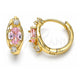 Oro Laminado Huggie Hoop, Gold Filled Style with Pink and White Cubic Zirconia, Polished, Golden Finish, 02.210.0608.3.12