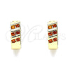 Oro Laminado Huggie Hoop, Gold Filled Style with Garnet Cubic Zirconia, Polished, Golden Finish, 02.210.0609.12