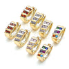 Oro Laminado Huggie Hoop, Gold Filled Style with Amethyst Cubic Zirconia, Polished, Golden Finish, 02.210.0609.1.12