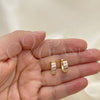 Oro Laminado Huggie Hoop, Gold Filled Style with Pink Cubic Zirconia, Polished, Golden Finish, 02.210.0609.2.12