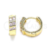 Oro Laminado Huggie Hoop, Gold Filled Style with Pink Cubic Zirconia, Polished, Golden Finish, 02.210.0609.2.12