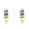 Oro Laminado Huggie Hoop, Gold Filled Style with Multicolor Cubic Zirconia, Polished, Golden Finish, 02.210.0609.3.12