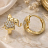 Oro Laminado Huggie Hoop, Gold Filled Style Elephant Design, with White Cubic Zirconia, Polished, Golden Finish, 02.210.0610.15
