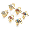 Oro Laminado Huggie Hoop, Gold Filled Style Elephant Design, with White Cubic Zirconia, Polished, Golden Finish, 02.210.0610.15