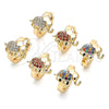 Oro Laminado Huggie Hoop, Gold Filled Style Elephant Design, with White Cubic Zirconia, Polished, Golden Finish, 02.210.0610.15