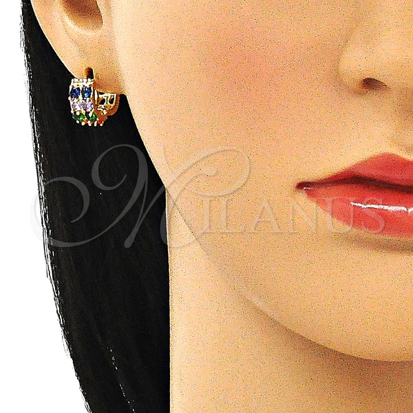 Gold Filled Hoop Earrings — Huggie Hoop with Multicolor Cubic Zirconia Polished 02. — alternate product view — SKU 144915 | Oro Laminado aretes de aro — Huggie Hoop with Multicolor Cubic Zirconia pulido 02. — SKU 144915