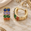Oro Laminado Huggie Hoop, Gold Filled Style with Multicolor Cubic Zirconia, Polished, Golden Finish, 02.210.0615.1.12