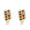 Oro Laminado Huggie Hoop, Gold Filled Style with Garnet Cubic Zirconia, Polished, Golden Finish, 02.210.0616.12