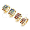 Oro Laminado Huggie Hoop, Gold Filled Style with Multicolor Cubic Zirconia, Polished, Golden Finish, 02.210.0616.1.12