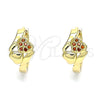 Oro Laminado Huggie Hoop, Gold Filled Style Heart Design, with Garnet Micro Pave, Polished, Golden Finish, 02.210.0619.1.15