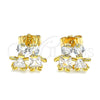 Oro Laminado Stud Earring, Gold Filled Style Little Boy and Little Girl Design, with White Cubic Zirconia, Polished, Golden Finish, 02.387.0021