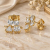 Oro Laminado Stud Earring, Gold Filled Style Little Boy and Little Girl Design, with White Cubic Zirconia, Polished, Golden Finish, 02.387.0021