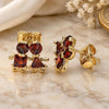 Oro Laminado Stud Earring, Gold Filled Style Little Boy and Little Girl Design, with Garnet Cubic Zirconia, Polished, Golden Finish, 02.387.0021.1