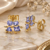 Oro Laminado Stud Earring, Gold Filled Style Little Boy and Little Girl Design, with Amethyst Cubic Zirconia, Polished, Golden Finish, 02.387.0021.3