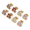 Oro Laminado Stud Earring, Gold Filled Style Little Boy and Little Girl Design, with Amethyst Cubic Zirconia, Polished, Golden Finish, 02.387.0021.3
