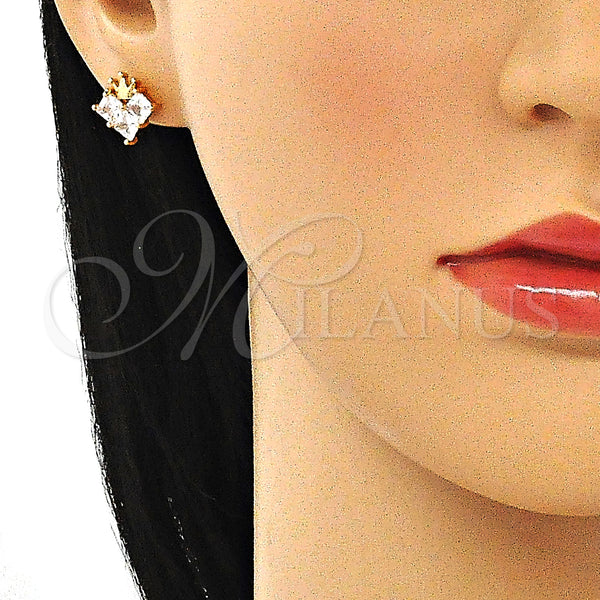Gold Filled Ring — Stud Earring Crown Design with White Cubic Zirconia — alternate product view — SKU 144935 | Oro Laminado anillo — Stud Earring Crown diseño with blanco Cubic Zirconia — SKU 144935