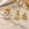 Oro Laminado Stud Earring, Gold Filled Style Crown Design, with White Cubic Zirconia, Polished, Golden Finish, 02.387.0022