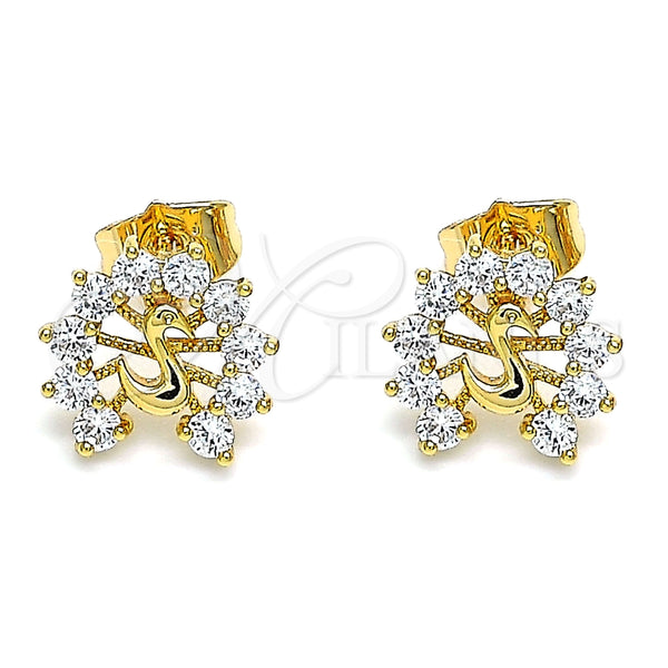 Gold Filled Ring — Stud Earring Peacock Design with White Cubic Zirconia — alternate product view — SKU 144943 | Oro Laminado anillo — Stud Earring Peacock diseño with blanco Cubic Zirconia — SKU 144943