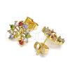 Oro Laminado Stud Earring, Gold Filled Style Peacock Design, with Multicolor Cubic Zirconia, Polished, Golden Finish, 02.387.0026.1