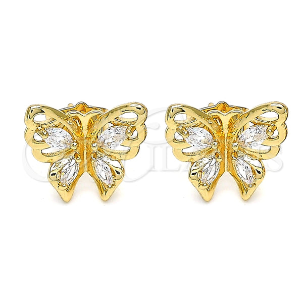 Gold Filled Ring — Stud Earring Butterfly Design with White Cubic Zirconia — alternate product view — SKU 144947 | Oro Laminado anillo — Stud Earring Butterfly diseño with blanco Cubic Zirconia — SKU 144947