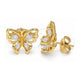 Oro Laminado Stud Earring, Gold Filled Style Butterfly Design, with White Cubic Zirconia, Polished, Golden Finish, 02.387.0028
