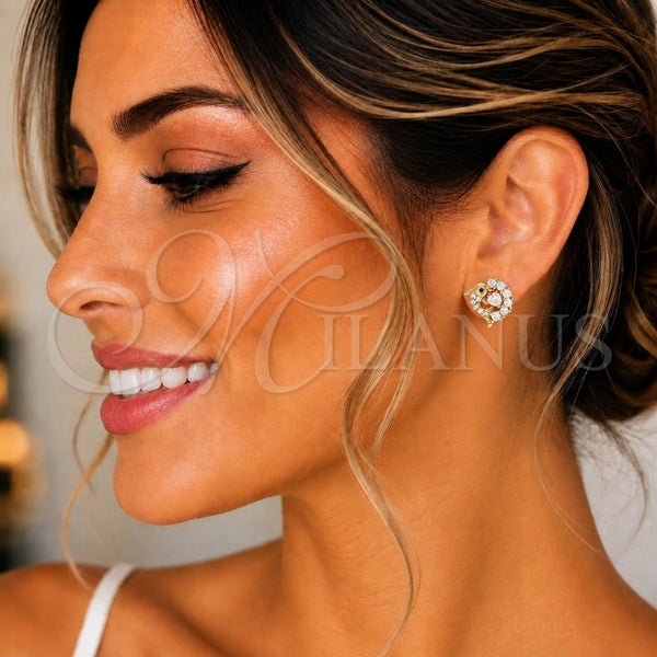Gold Filled Ring — Stud Earring Dolphin and Heart Design with White — alternate product view — SKU 144949 | Oro Laminado anillo — Stud Earring Dolphin and corazón diseño with blanco — SKU 144949