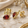 Oro Laminado Stud Earring, Gold Filled Style Swan Design, with Garnet Cubic Zirconia, Polished, Golden Finish, 02.387.0031