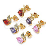 Oro Laminado Stud Earring, Gold Filled Style Swan Design, with Garnet Cubic Zirconia, Polished, Golden Finish, 02.387.0031