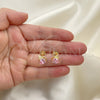 Oro Laminado Stud Earring, Gold Filled Style Swan Design, with Pink Cubic Zirconia, Polished, Golden Finish, 02.387.0031.1
