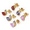 Oro Laminado Stud Earring, Gold Filled Style Swan Design, with Pink Cubic Zirconia, Polished, Golden Finish, 02.387.0031.1